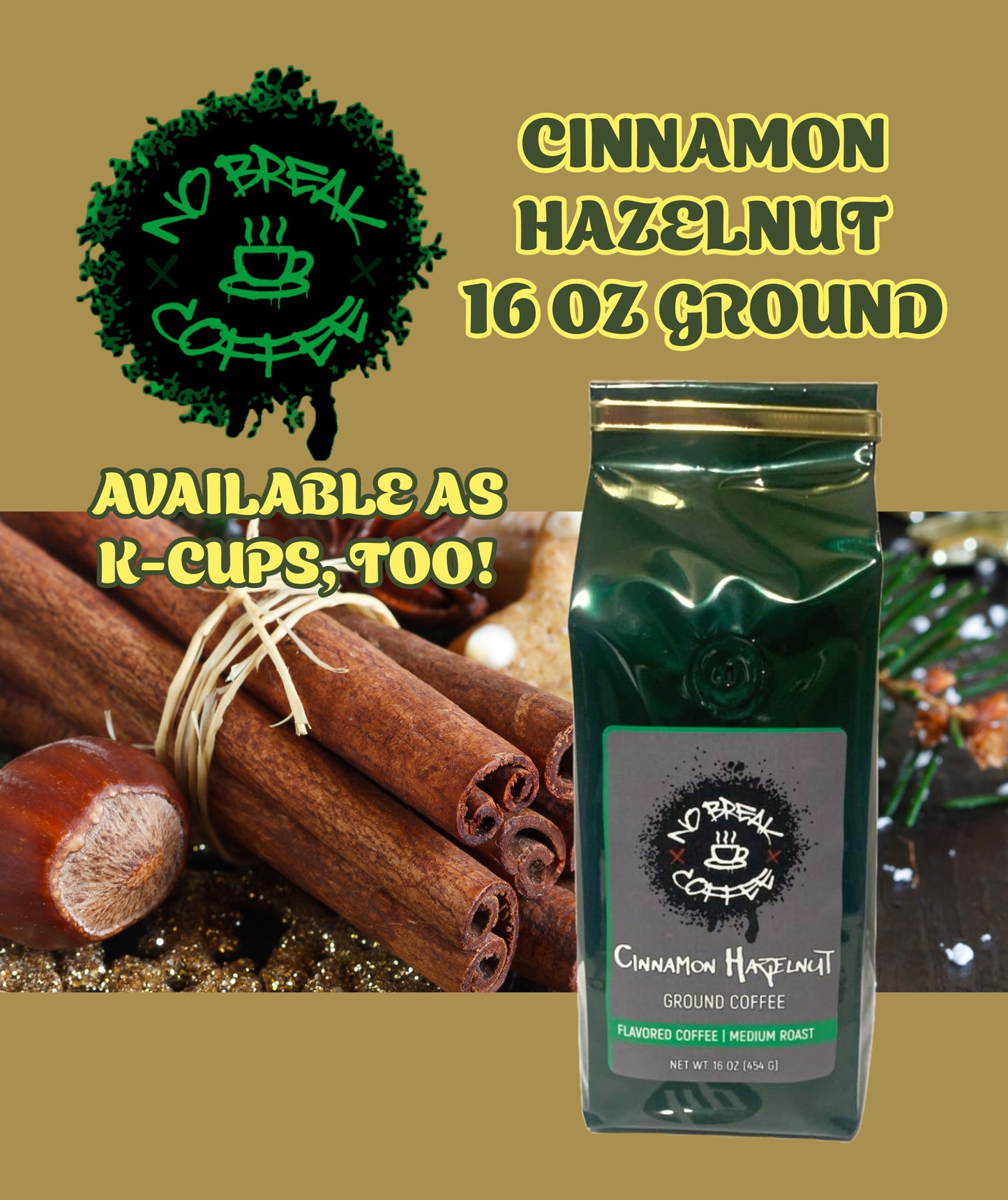 16 OZ Cinnamon Hazelnut Flavored Coffee(20%off father day sale to June 18)